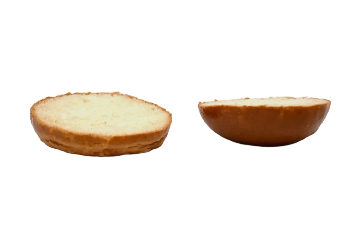 Pain buns ouvert, les deux moitiés