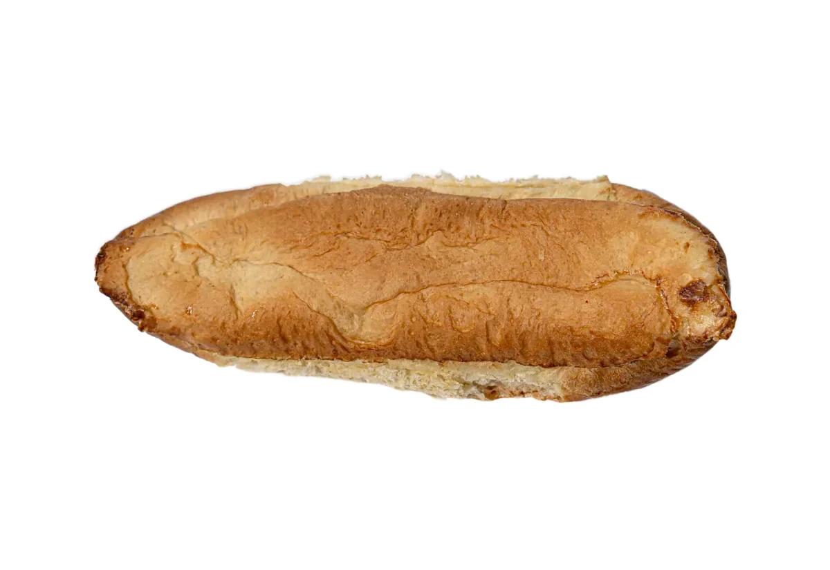 Pain hot-dog nature ouvert, vu du dessus