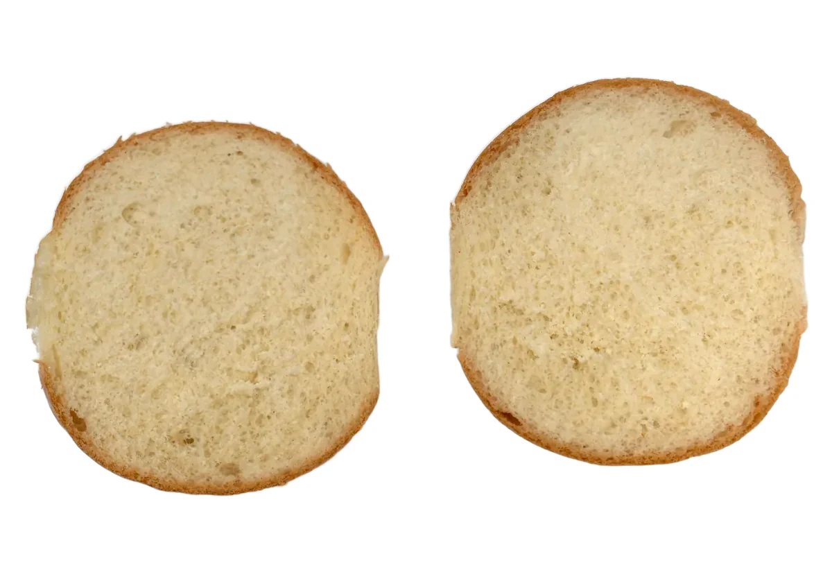 Mie du Potatoes Buns, pain coupé en deux